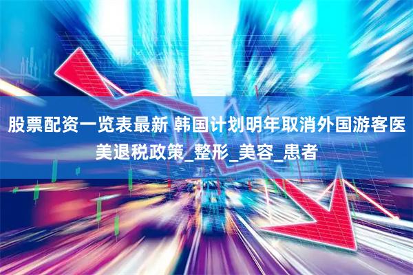 股票配资一览表最新 韩国计划明年取消外国游客医美退税政策_整形_美容_患者
